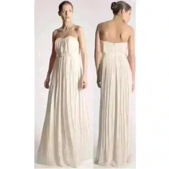 French Connection Shelby Summer Maxi Dress in Light Pink Pleated NWT sx 2 - Picture 1 of 9